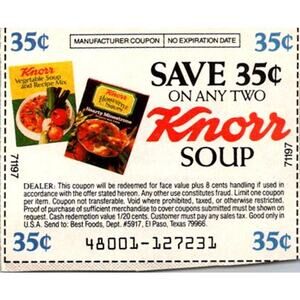 Save 35¢ On Any Two Knorr Soup Best Foods El Paso TX 1980s Coupon SAI1-M5